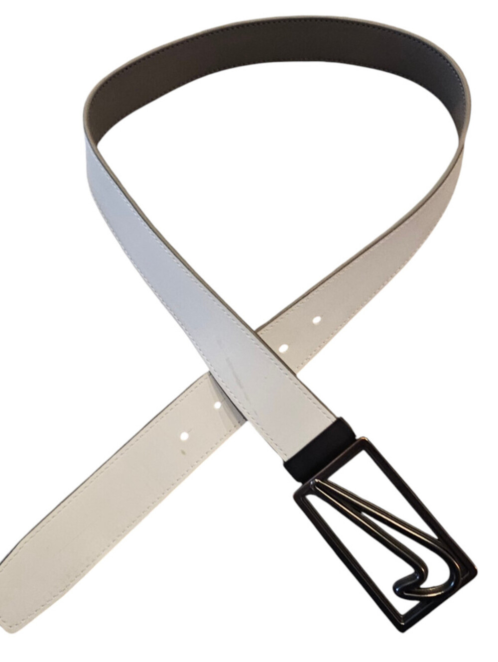 Nike Cutout Mens Reversible Golf Belt White/Gray Patent Leather Sz 30